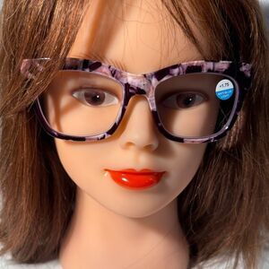 1565 Mona Reading Glasses 1.75 Black GrTortoise Readers Rounded Square Frame NWT